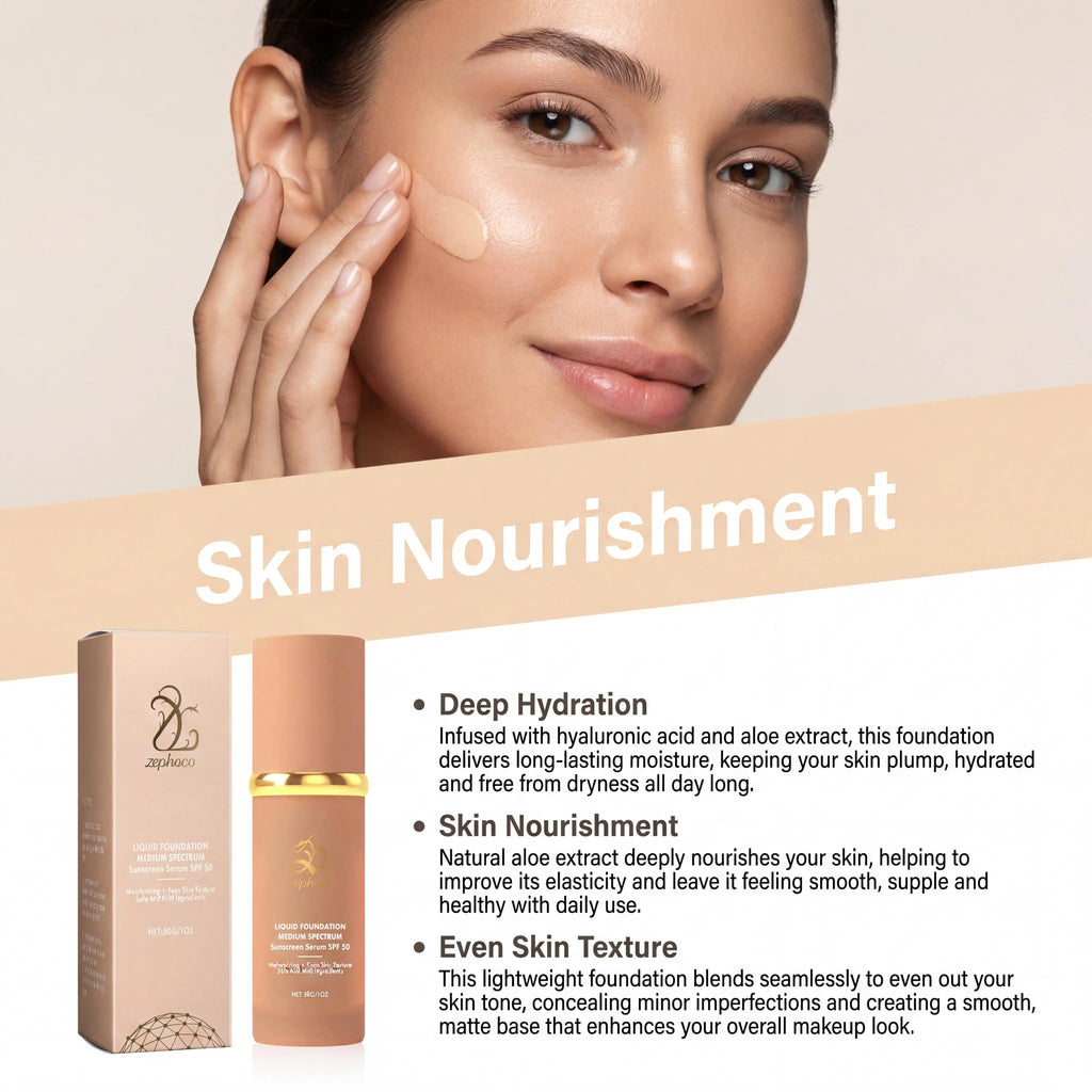 Zephoco Color Changing Liquid Foundation Waterproof Sweatproof SPF50+ High Coverage Flawless Complexion Concealer Long Lasting Base Makeup - AliExpress 66