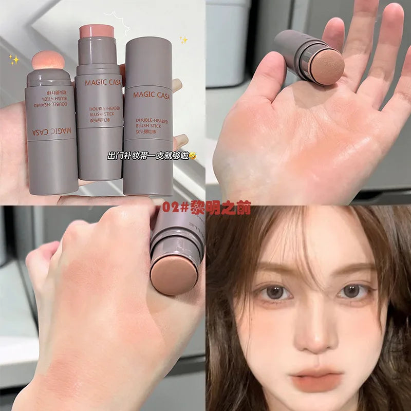Monochrome Cream Blusher Double Ended Stick Sponge Natural Long Lasting Brightening Face Contouring Makeup Cosmetic