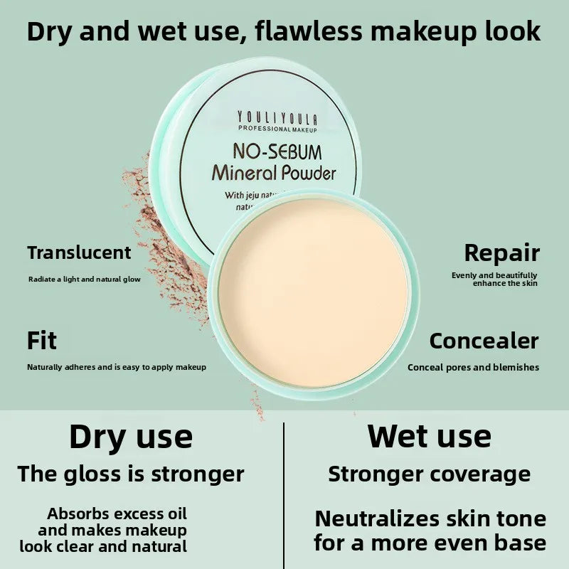 Long Lasting Sweatproof Setting Powder Compact, Oil Control Waterproof Makeup Powder Anti Smudge Face Cosmetic Makeup