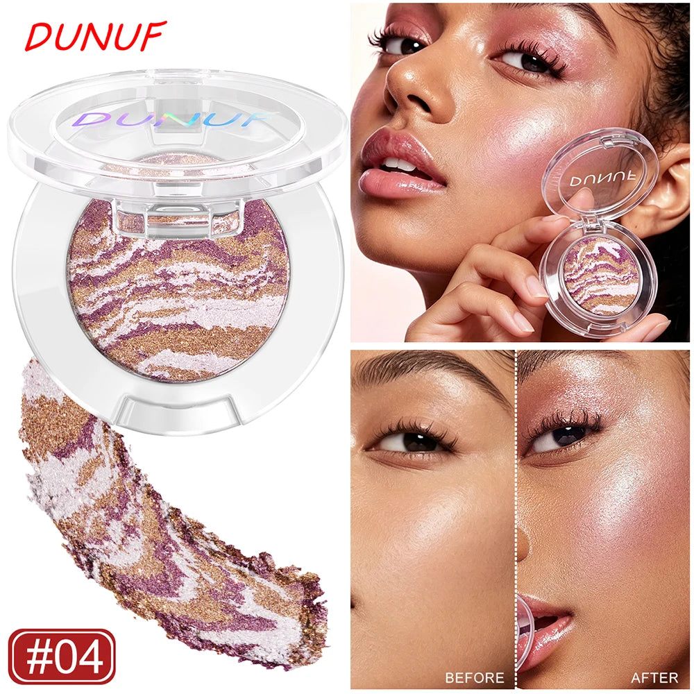 Marble Swirl Single Highlighter Shimmer Pearlescent Powder Multi?use Eyeshadow Blush Face Contour Brightening Cosmetics