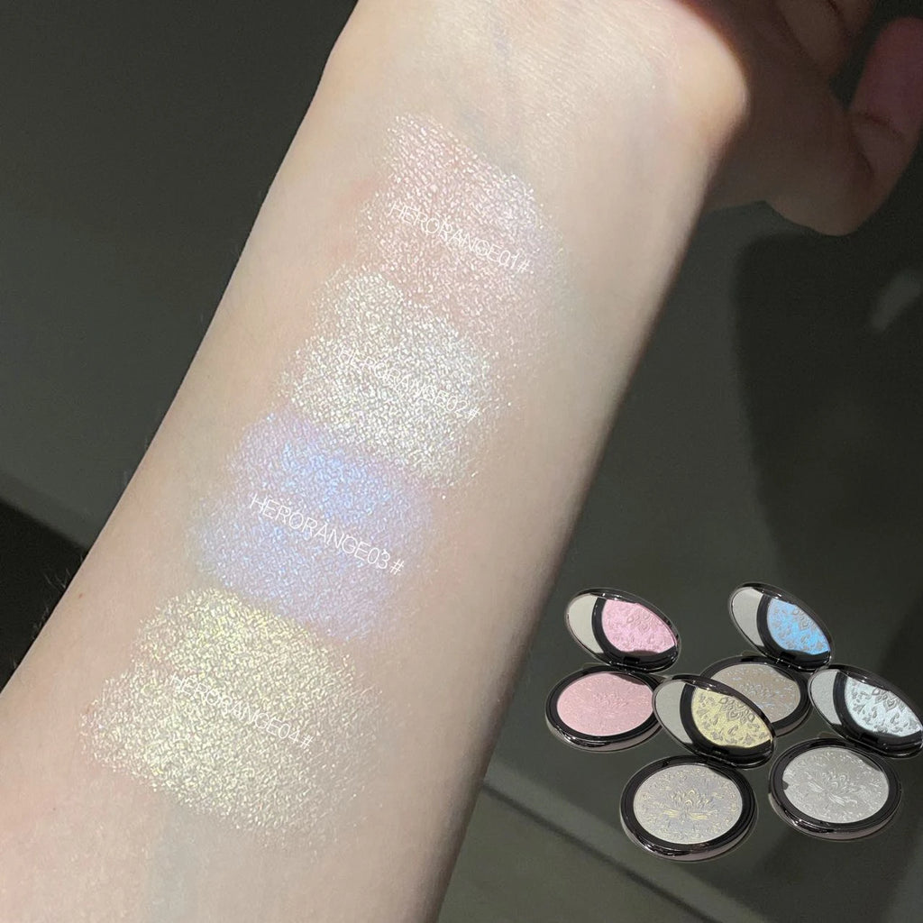 Glitter Highlighter Eyeshadow Palette Powder Natural Longlasting Contour Sparkling Diamond Shimmer Face and Body Brighten Makeup