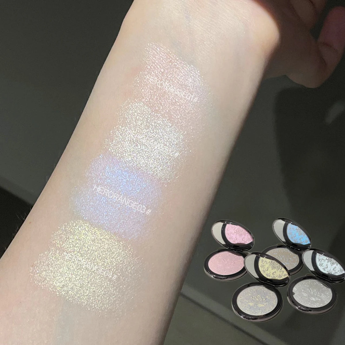 Glitter Highlighter Eyeshadow Palette Powder Natural Longlasting Contour Sparkling Diamond Shimmer Face and Body Brighten Makeup