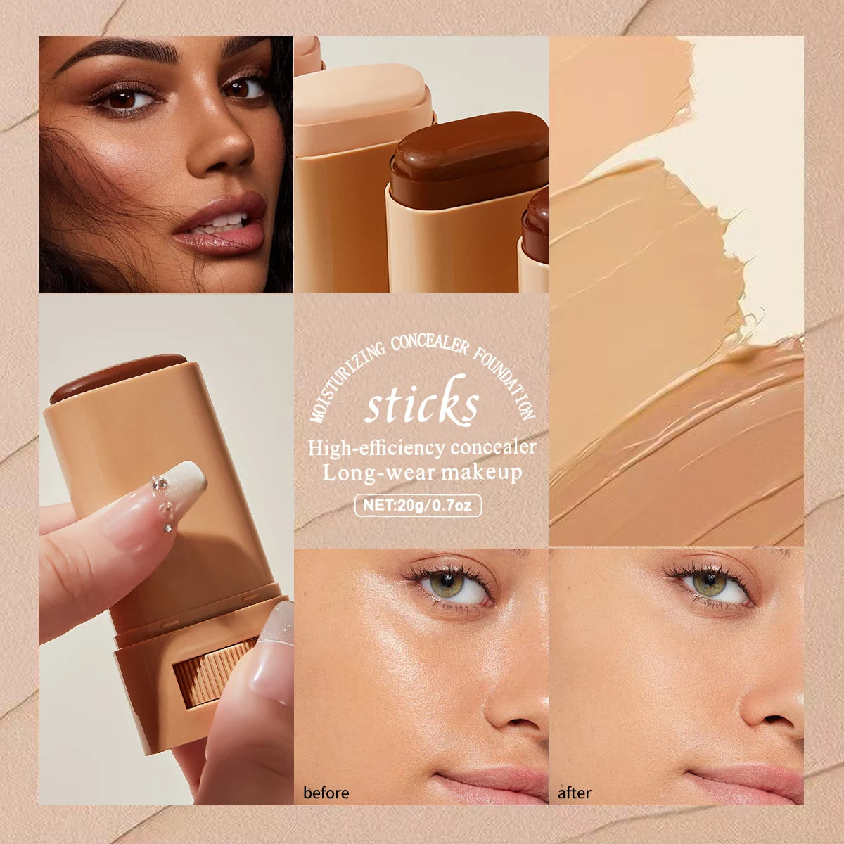 O'cheal Face Foundation Sticks Moisturizing Concealer Contouring Cream Matte Bronzer Face Brighten Makeup Beauty Cosmestic
