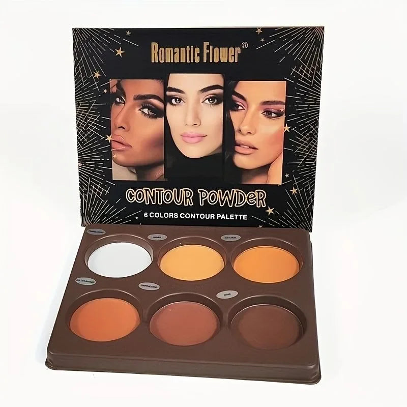 6-Color Powder Contouring Tray Long-Lasting Waterproof Contoured Highlighter Makeup Palette Smooth Illumination Sculpt V-Face - AliExpress 66