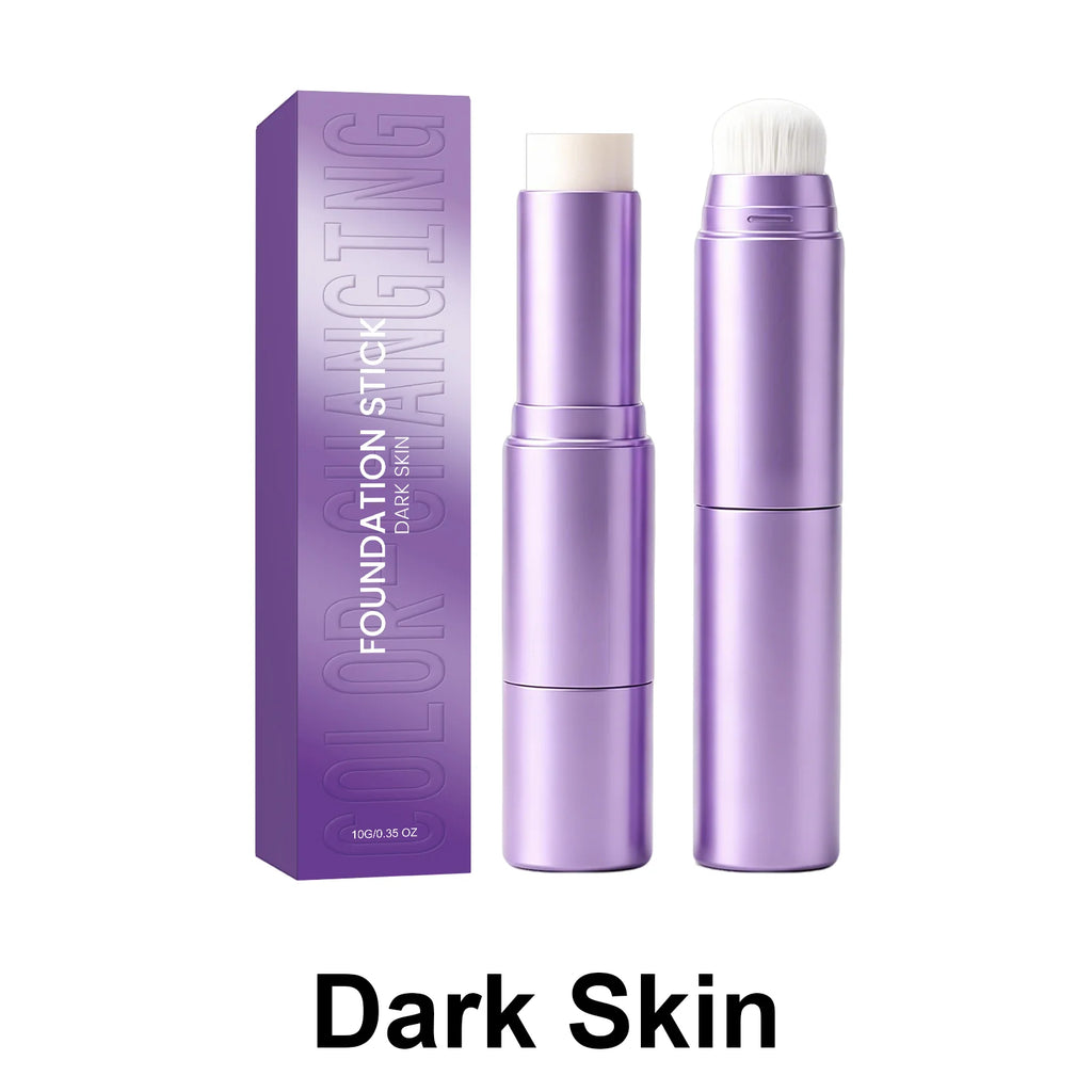 2 in 1 Color Changing Foundation Stick With Brush Ivory White Natural Color Dark Skin Tone Full Coverage Concealer Base Makeup