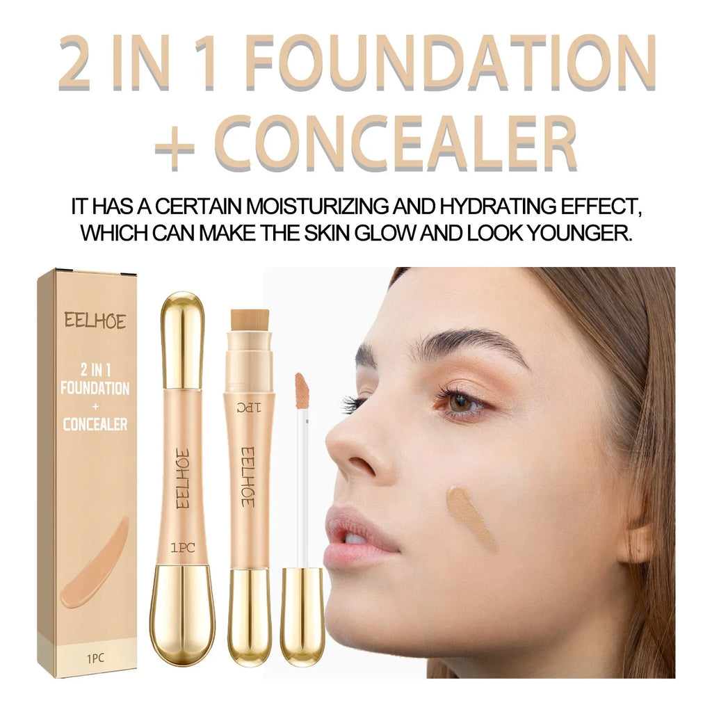 EELHOE 2 in 1 Concealer Foundation Dark Circle Cover Blemish Brighten Face Corrector Double Head Concealer High Coverage Makeup - AliExpress 66