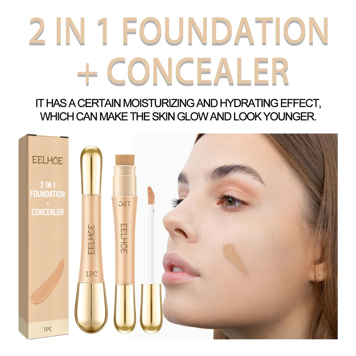 EELHOE 2 in 1 Concealer Foundation Dark Circle Cover Blemish Brighten Face Corrector Double Head Concealer High Coverage Makeup - AliExpress 66