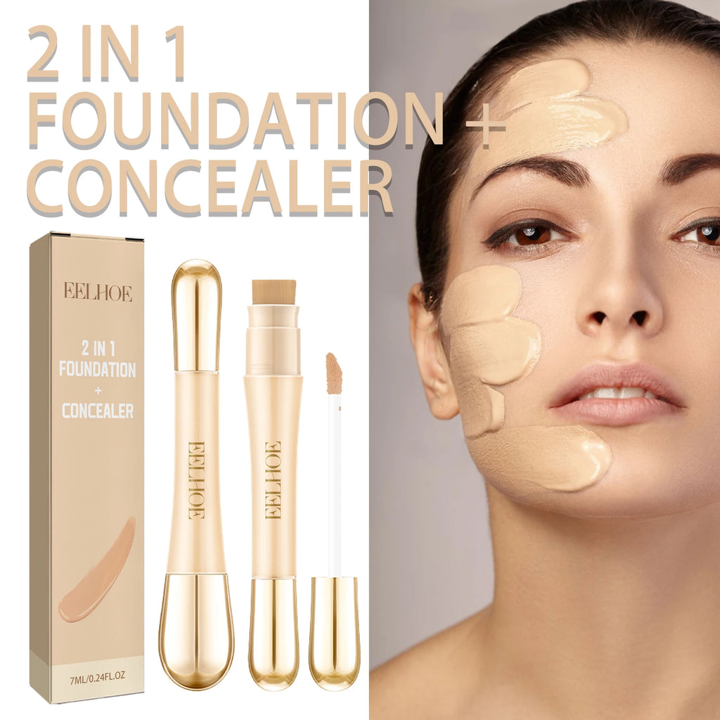 EELHOE 2 in 1 Concealer Foundation Dark Circle Cover Blemish Brighten Face Corrector Double Head Concealer High Coverage Makeup - AliExpress 66