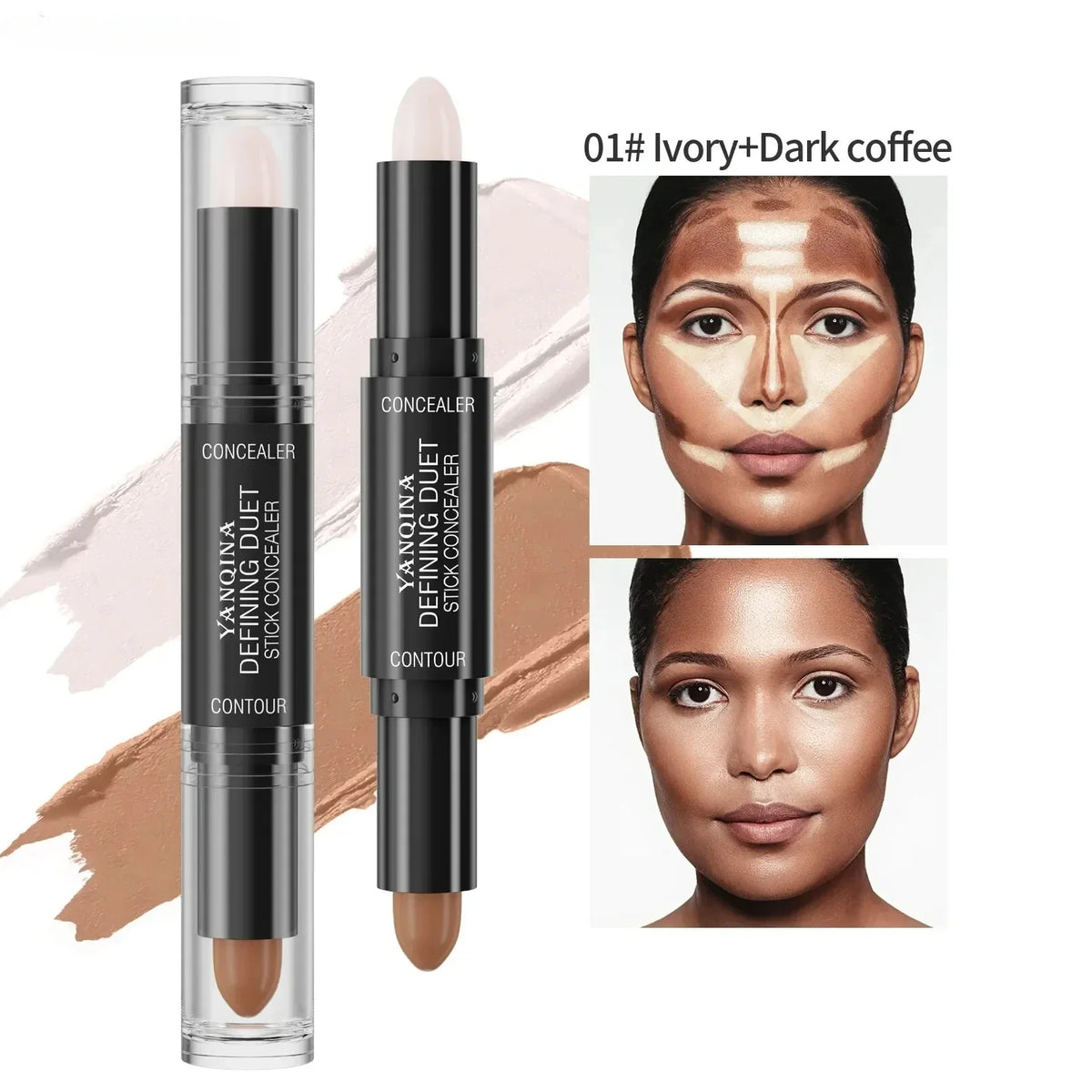 Double Head Contour Face Foundation Concealer Pen Long Lasting Dark Circles Corrector Contour Concealers Stick Cosmetic Makeup