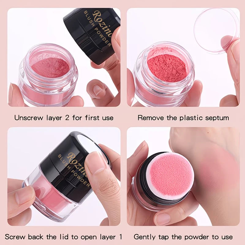 Blush Puff,Naturally Saturated and Buildable,Long-lasting Waterproof Natural Blush,Brightening Complexion,Effortless Application