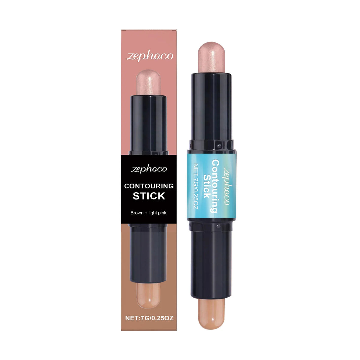 2 in 1 Contouring Stick Brighten and Plump Face Natural Contouring of Facial Contours Waterproof Long-Lasting Highlight Makeup