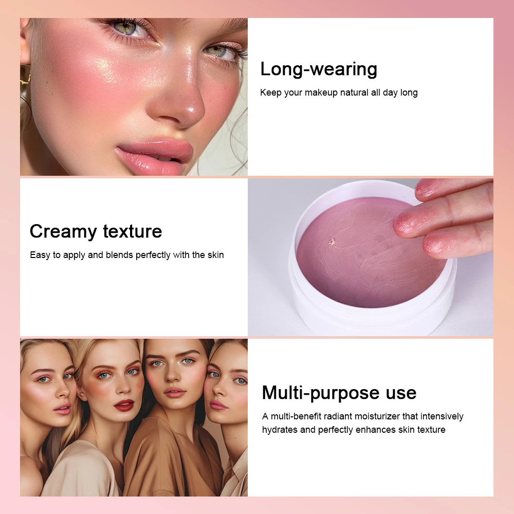 3 In 1 Solid Pearl Blush Cream Monochrome Woman Blush Paste Cheek Ulti-purpose For Eyes Lips Makeup Blush Stick Korean Cosmetics - AliExpress 66