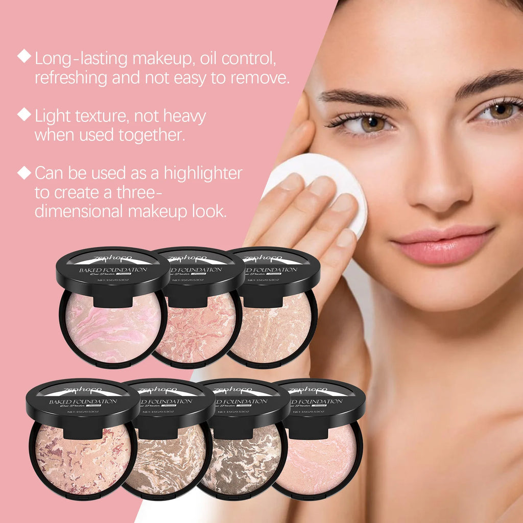 Matte Powder Foundation Natural Finish Baked Brighten Color Correct Long Lasting Oil Control Translucent Setting Powder Makeup - AliExpress 66