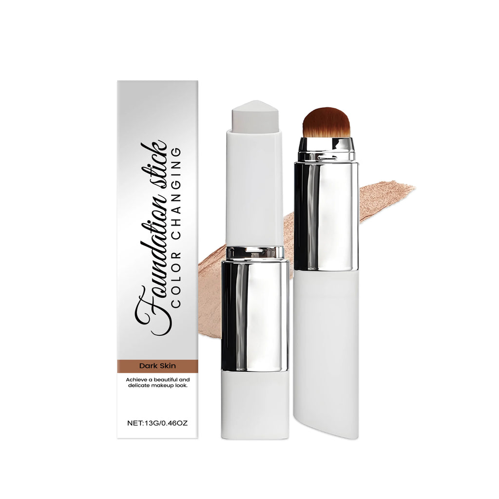 Korean Dual Head Color Changing Foundation Stick 2-in-1 Lightweight High Coverage All Skin Types Portable Foundation Concealer
