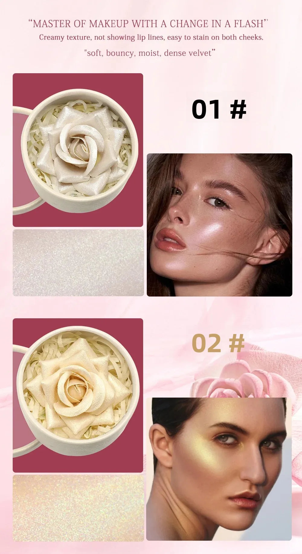 SAM SUGAR 3D Rose Blush Highlighter Natural Glow Petal Shape Easy Blend Nude Cheek Color Portable Face Contour for Women - AliExpress 66