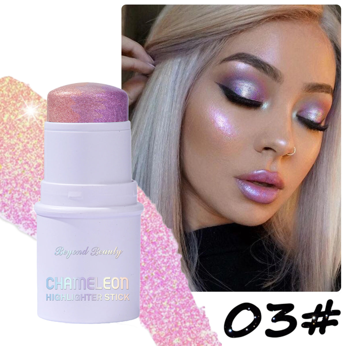 Chameleon Holographic Glitter Shimmer Stick,Makeup for Face and Body,Color Changing Under Light,Long Lasting Highly Pigmented - AliExpress 66