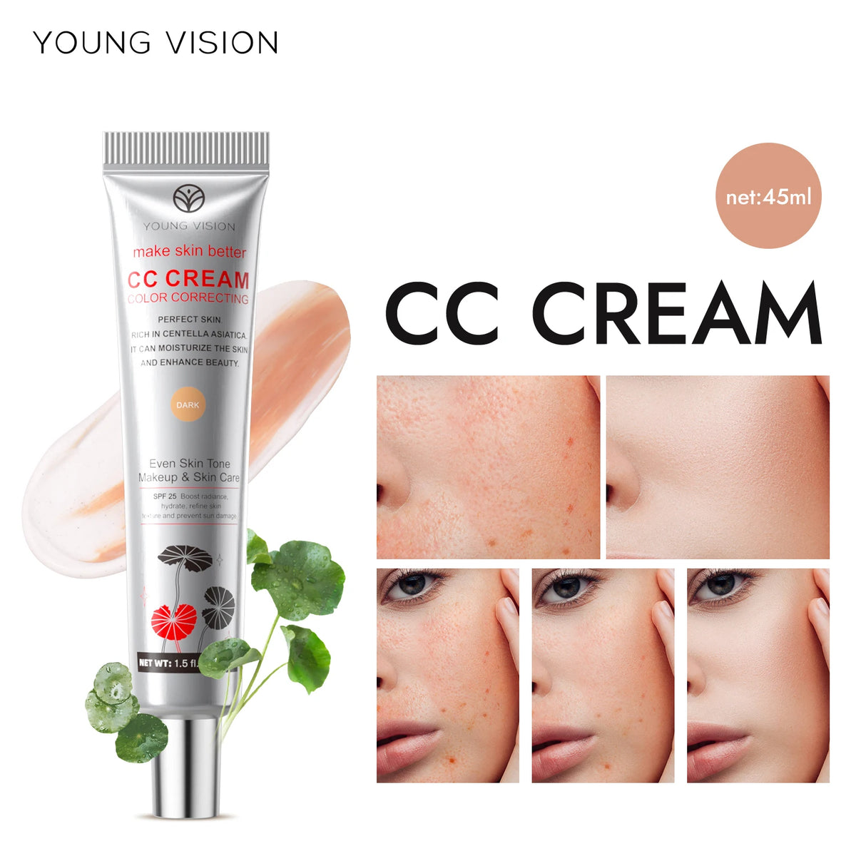 YOUNG VISION 2-Color Light Delicate Repair Color Change Isolation CC Cream Watery Thin Natural Nude Sunscreen Concealer Liquid - AliExpress 66