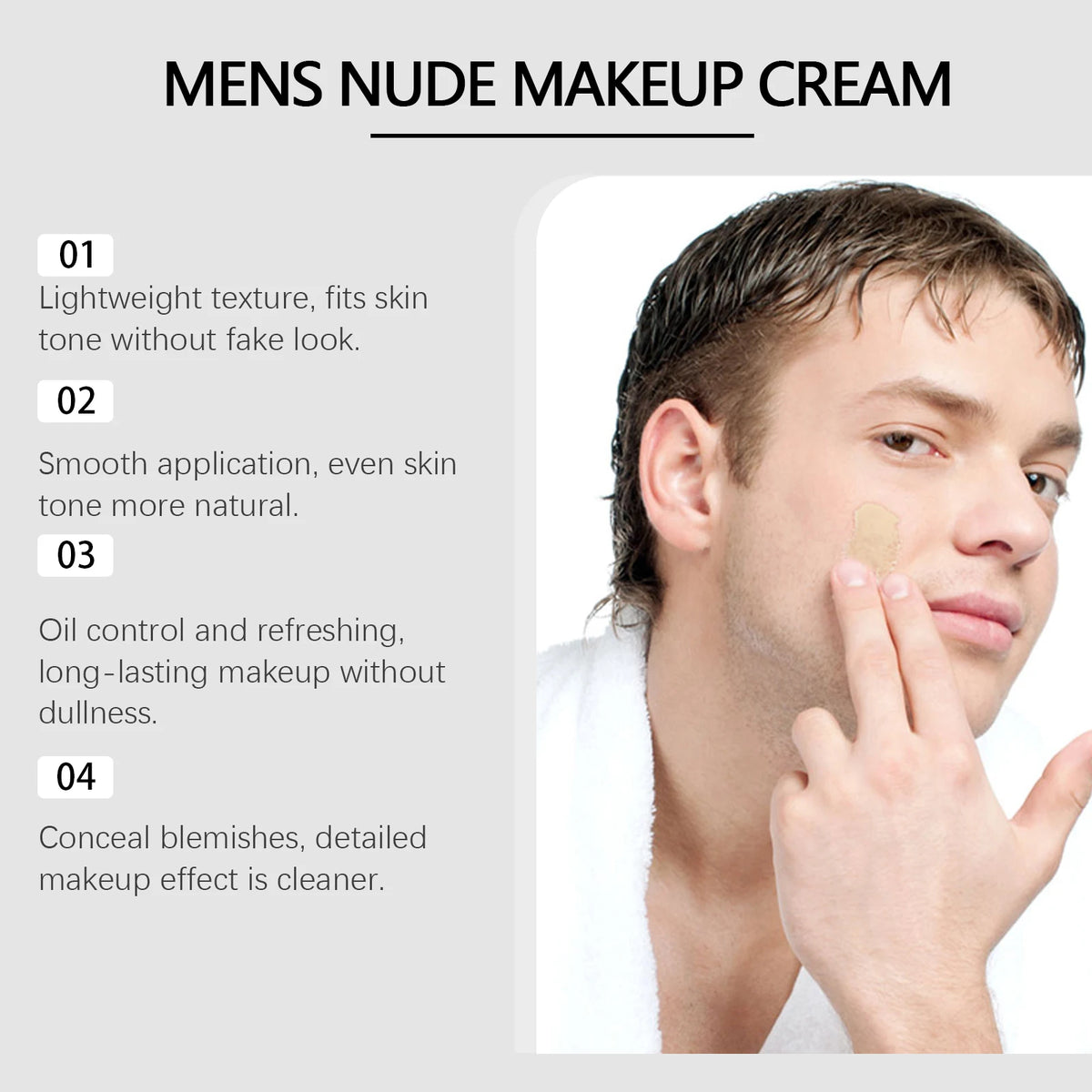 East Moon Men's Nude Makeup Cream, Natural Light Coverage BB Cream, Quick Daily Lazy Face Cream for Men, Evens Skin Tone