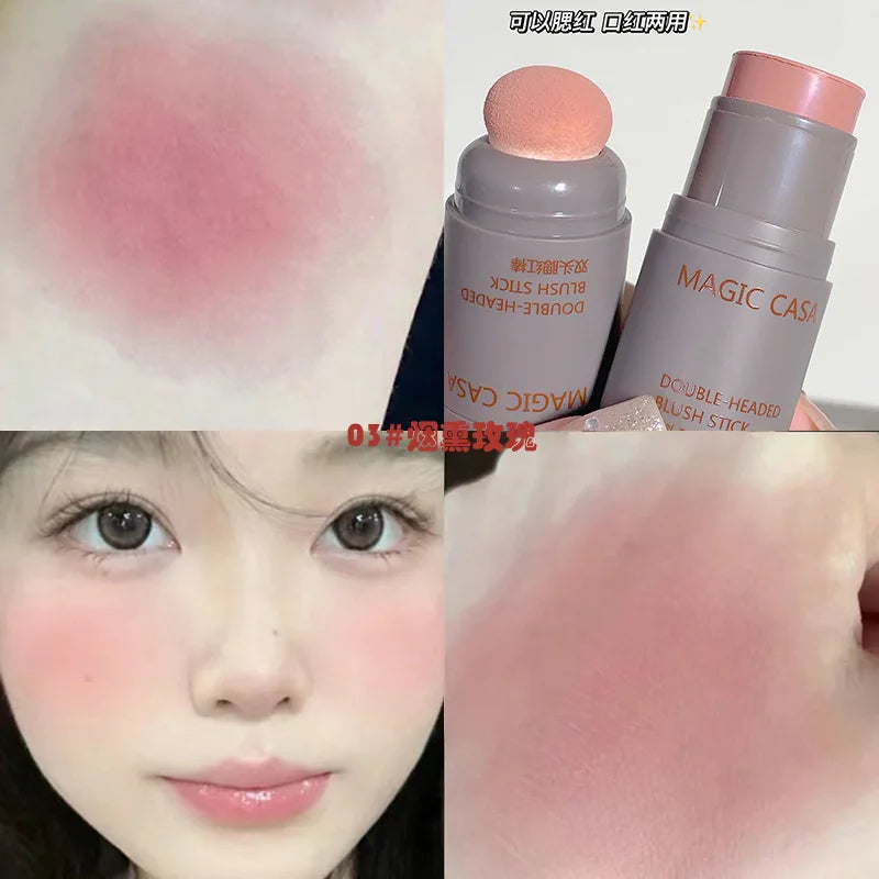 Monochrome Cream Blusher Double Ended Stick Sponge Natural Long Lasting Brightening Face Contouring Makeup Cosmetic