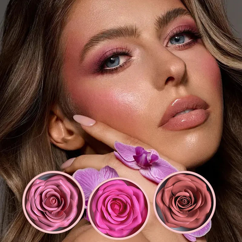 4 Color Rose Petal Blush Makeup Matte Natural Waterproof Highgloss Contour Set Flower Blusher Pigment Face Blush Makeup Cosmetic - AliExpress 66