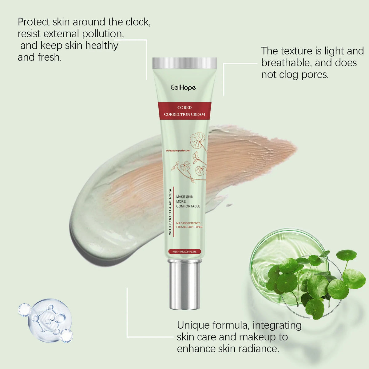 Centella Asiatica CC Cream Repair Redness Damage Smoothing Moisturizing Brighten Sunscreen Concealer Skincare Makeup Foundation - AliExpress 66