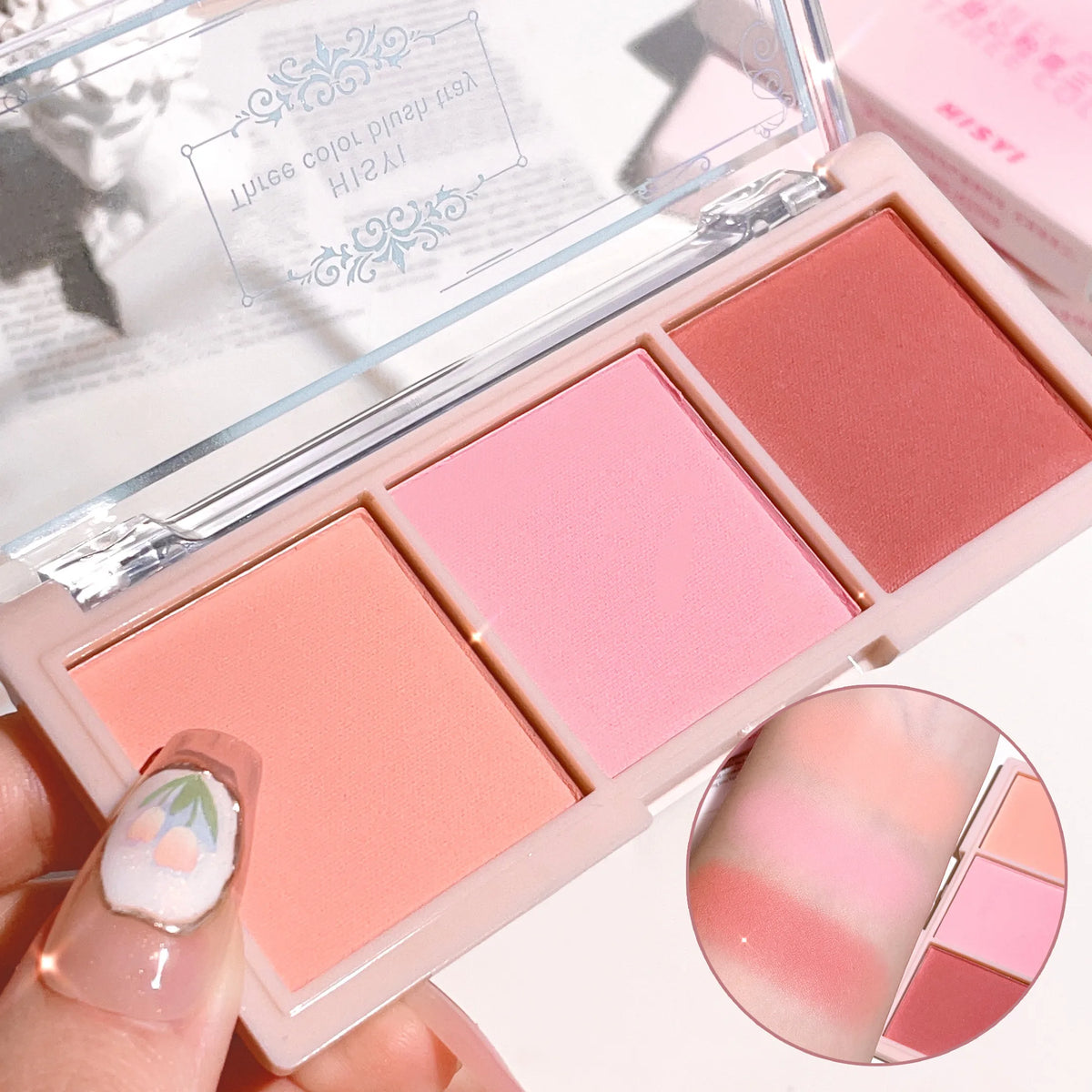HISYI three-color blush matte natural nude makeup brightens the appearance and brightens the color. Three-color blush plate - AliExpress 66