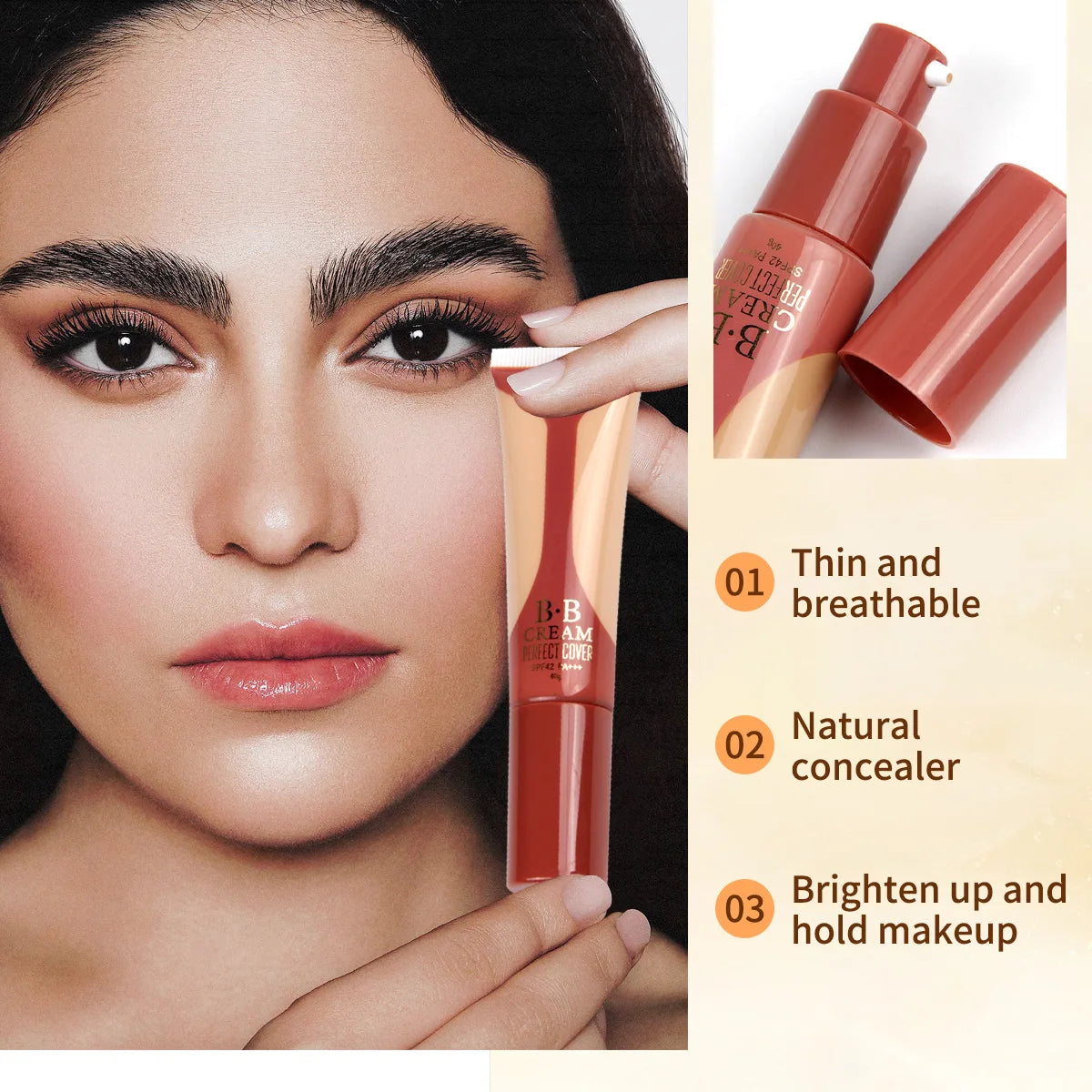 MISS ROSE 40ml Liquid Foundation Concealer Cream Moisturizing Brightening Skin Tone Lightweight Hydrating Daily Face Makeup Base