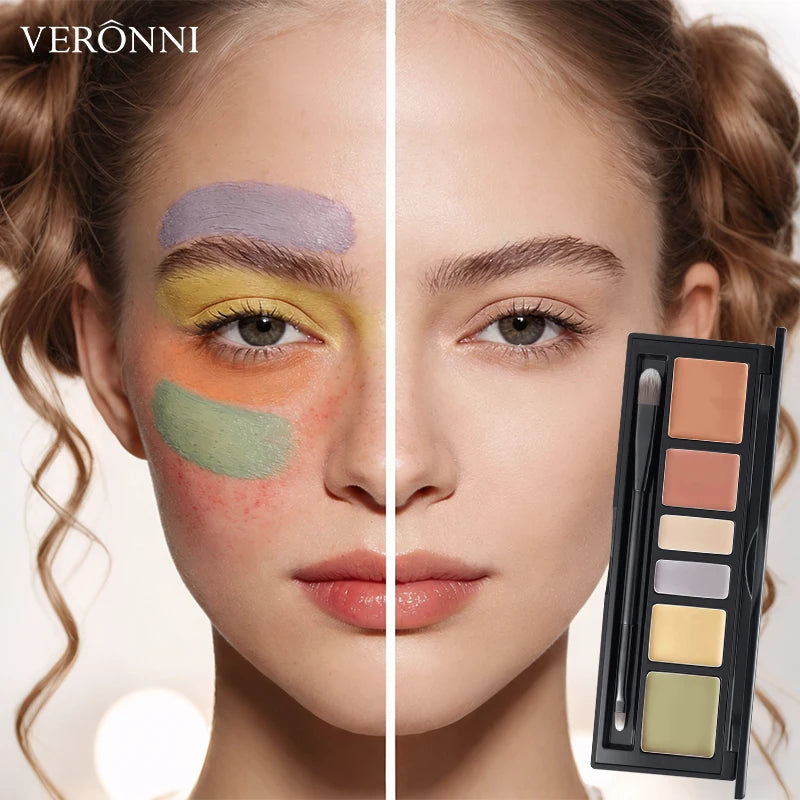 6 Colors Concealer Palette with Brush, Full Coverage Tattoo Cover Up Cream, Contour Correcting Foundation Makeup for Dark Circle - AliExpress 66