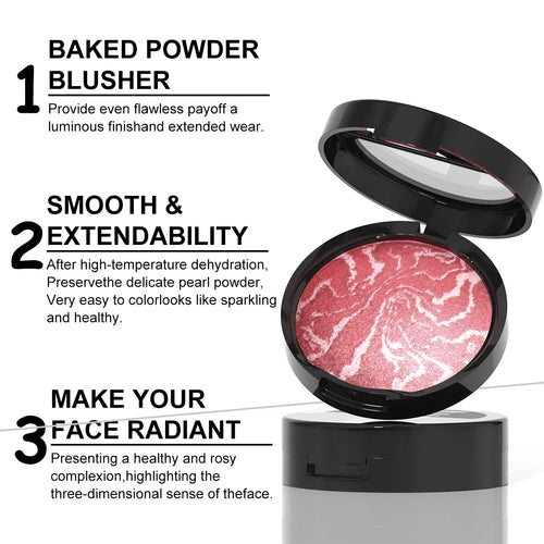 3 Color Blush Palette Waterproof Lightweight Breathable Long Lasting Smooth Baked Powder Blusher Correcting Foundation 60g - AliExpress 66