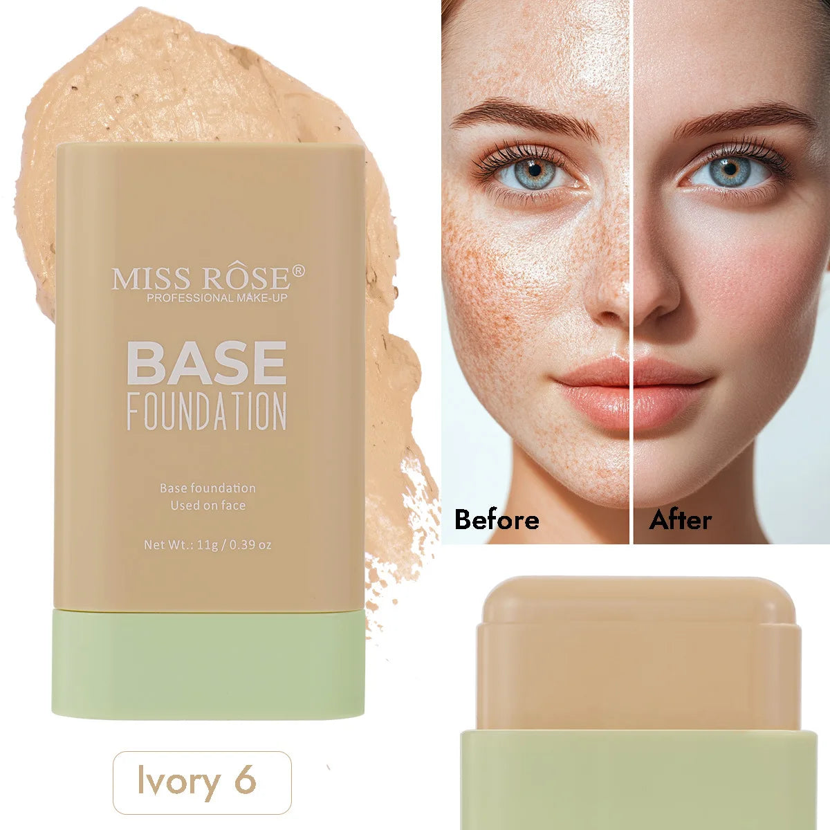 MISS ROSE Concealer Stick - Moisturizing Hydrating Brightening Lightweight Full Coverage Skin Tone Match Foundation Makeup