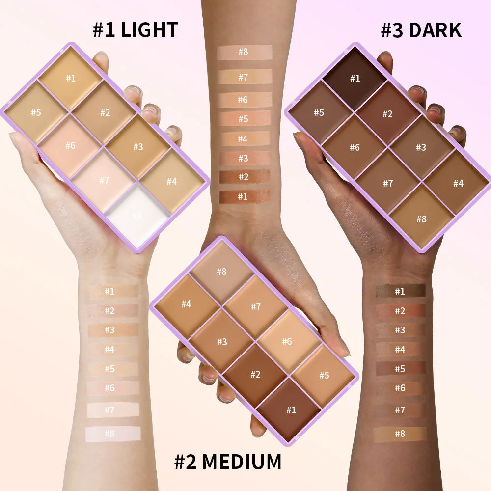 8 Shade Fade Palette Soft Matte Texture Cover Dark Circles, Redness, Skin Blemishes Waterproof Sweatproof Long-wearing Concealer - AliExpress