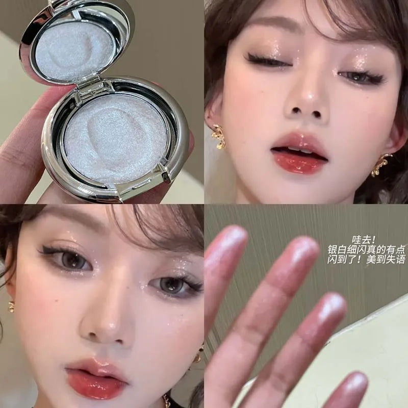 Diamond Sparkle Highlighter Cream Monochrome Shimmering Pearl Silver Face Contour Brighten Makeup Clear Glitter Flash Highlight
