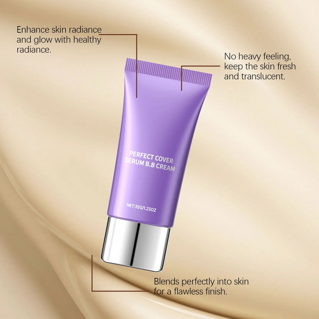 BB Cream Foundation Cream Concealer Lightweight Natural Base Makeup Oil Waterproof Hyaluronic Acid Color Correcting Long Lasting