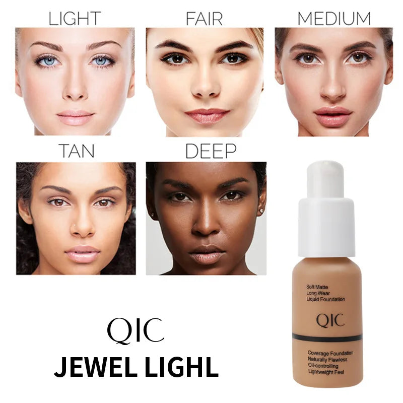 QIC Soft Matte Liquid Foundation 30g Waterproof Oil Control