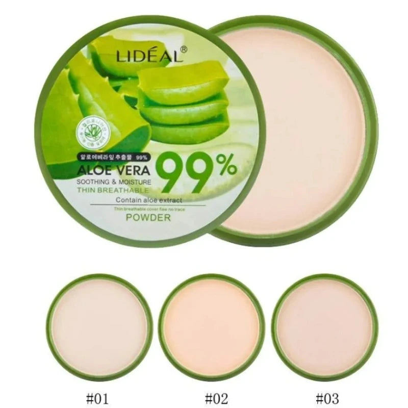 Aloe Vera Essence Pressed Powder Oil Control Long Lasting Matte Setting Face Makeup Cosmetic