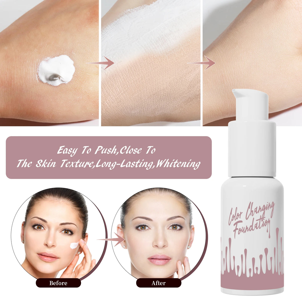 1PC Magic Color Changing Foundation Liquid Soft Matte Long Lasting Hydrating Makeup Base Cream for All Different Skin Tone - AliExpress 66