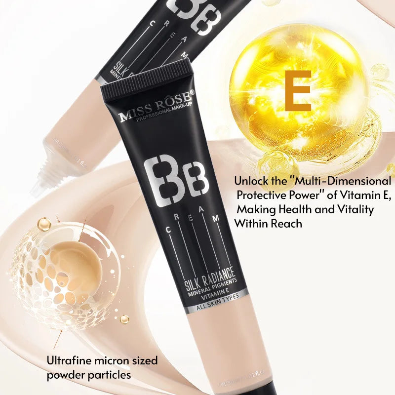 MISS ROSE 30ml BB Cream Lightweight Hydrating Foundation Conceals Blemishes Evens Skin Tone Makeup For Daily Facial Cosmetics