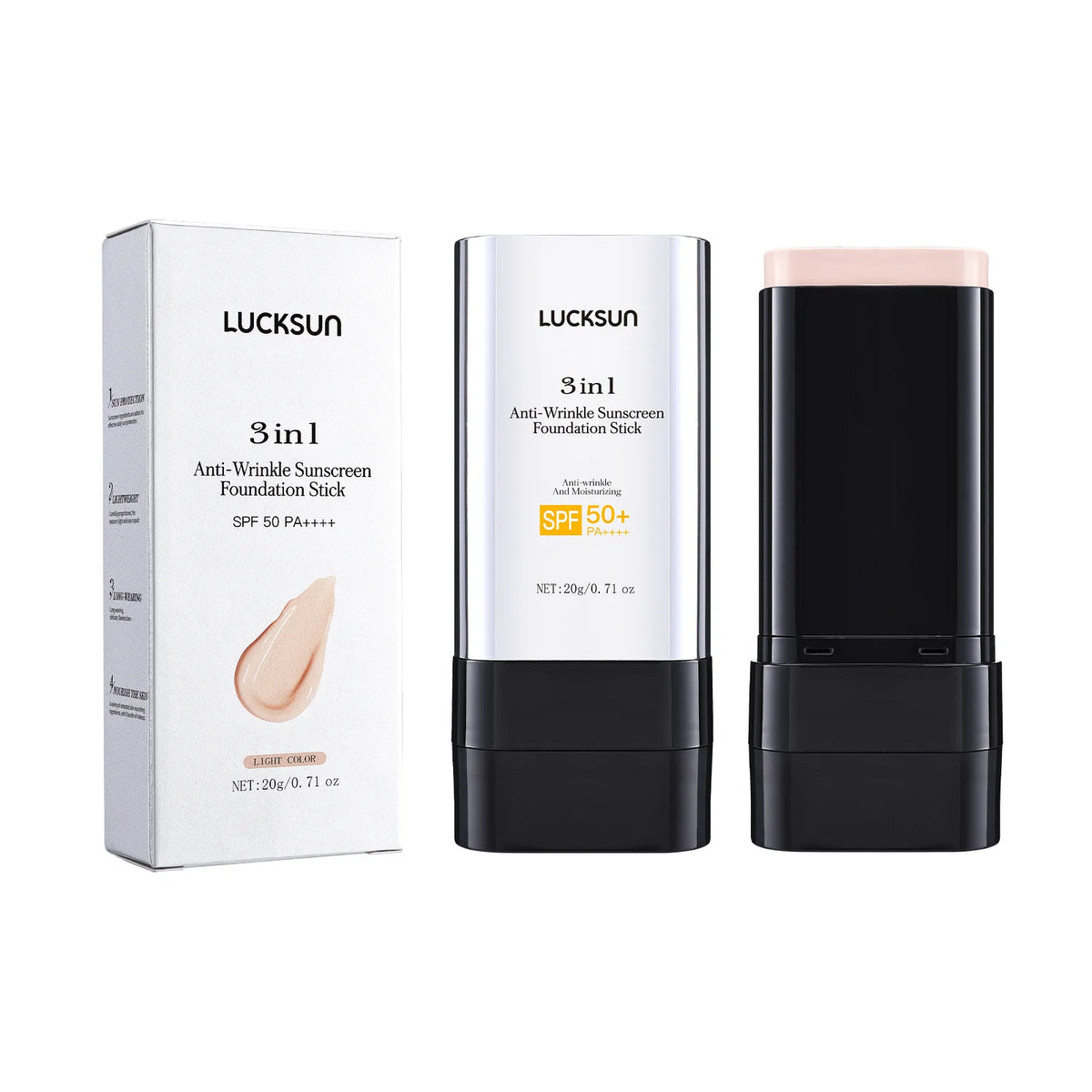 Concealing Foundation Stick 3 Colors with Built-In Brush - Cream Finish Lightweight Oil-control Long Lasting Waterproof Formula