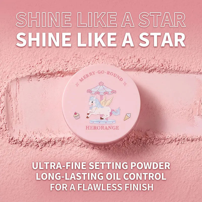 Herorange Rotating Sweet Loose Powder Ultra Fine Texture Oil Control Waterproof Long Lasting Natural Matte Makeup