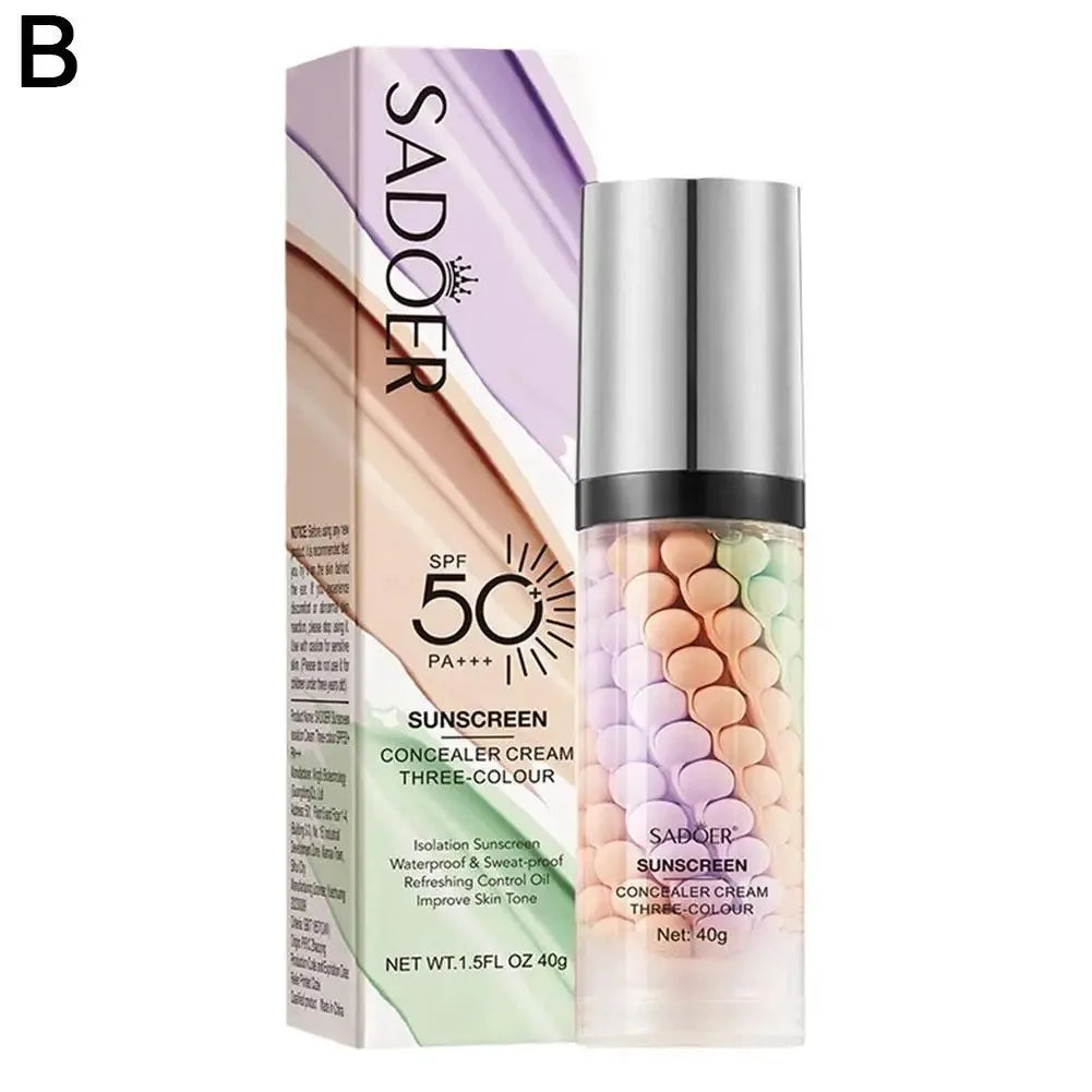 Face Makeup Primer Tri-color Cream Contour Color Isolation Waterproof Makeup Foundation Natural Makeup Base Cream 40g - AliExpress 66