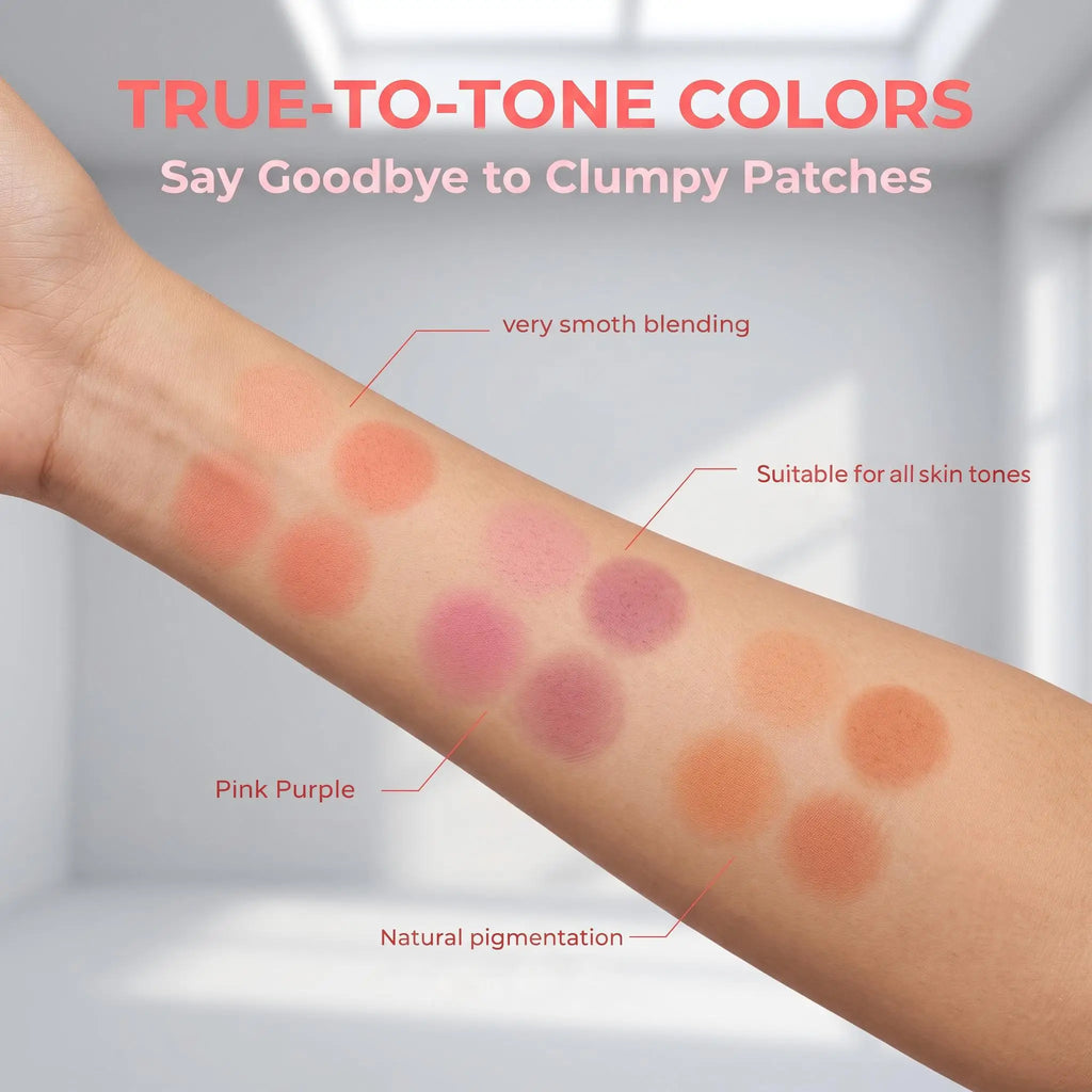 Herorange Sweet Glow 4-Color Blush Palette, Silky Blendable Powder, Multi Shades Buildable Soft Flush Daily Cheek Makeup