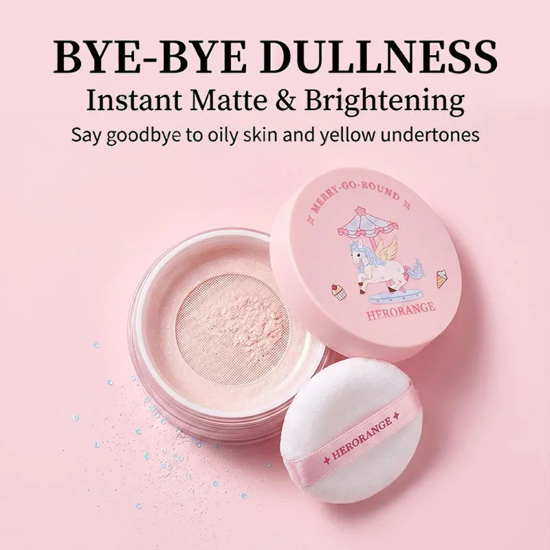 Herorange Rotating Sweet Loose Powder Ultra Fine Texture Oil Control Waterproof Long Lasting Natural Matte Makeup