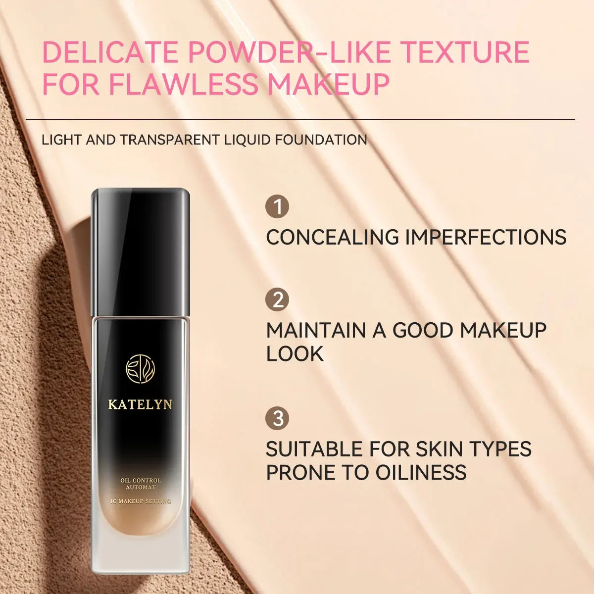 KATELYN Face Foundation Cream Oil-Control Matte BB Cream Waterproof Lasting Concealer Liquid Full Coverage Matte Base