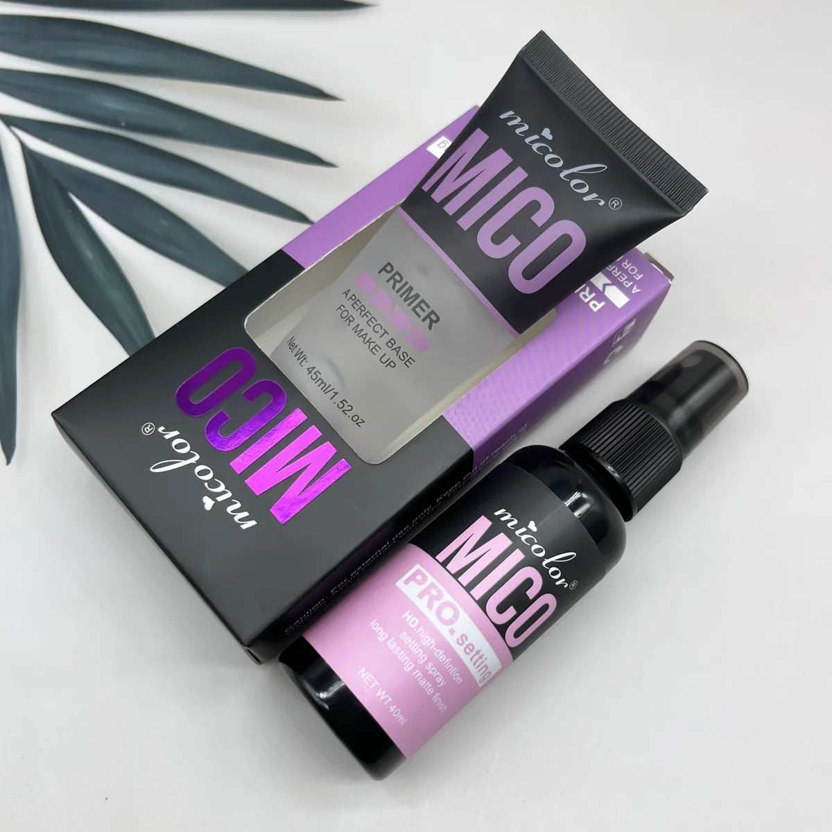 Micolor MICO Makeup Set,Face Primer Gel+Pro Setting Spray,Oil Control Pore Minimizing Long Lasting Matte Makeup Base Cosmetic