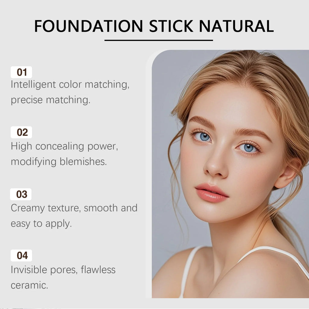 Natural Color 2-in-1 Color-Changing Foundation Stick - Lightweight, Hydrating Formula for Sheer Coverage and Long-Lasting Wear