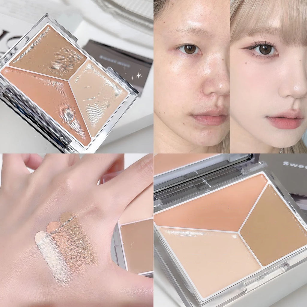3 Color Concealer Palette Cream Texture Covers Acne Marks Dark Circles Multifunction Face Makeup Lasting Brighten Face Cosmetics - AliExpress 66