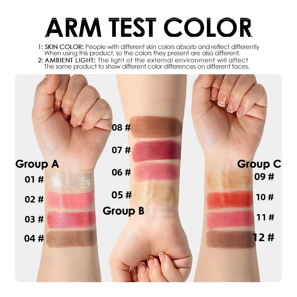 4-Pack CC Sticks Long-Lasting Highlighter Blush Contour Waterproof Makeup Sticks Ideal for Beginners Women Shiny Look Multifunct