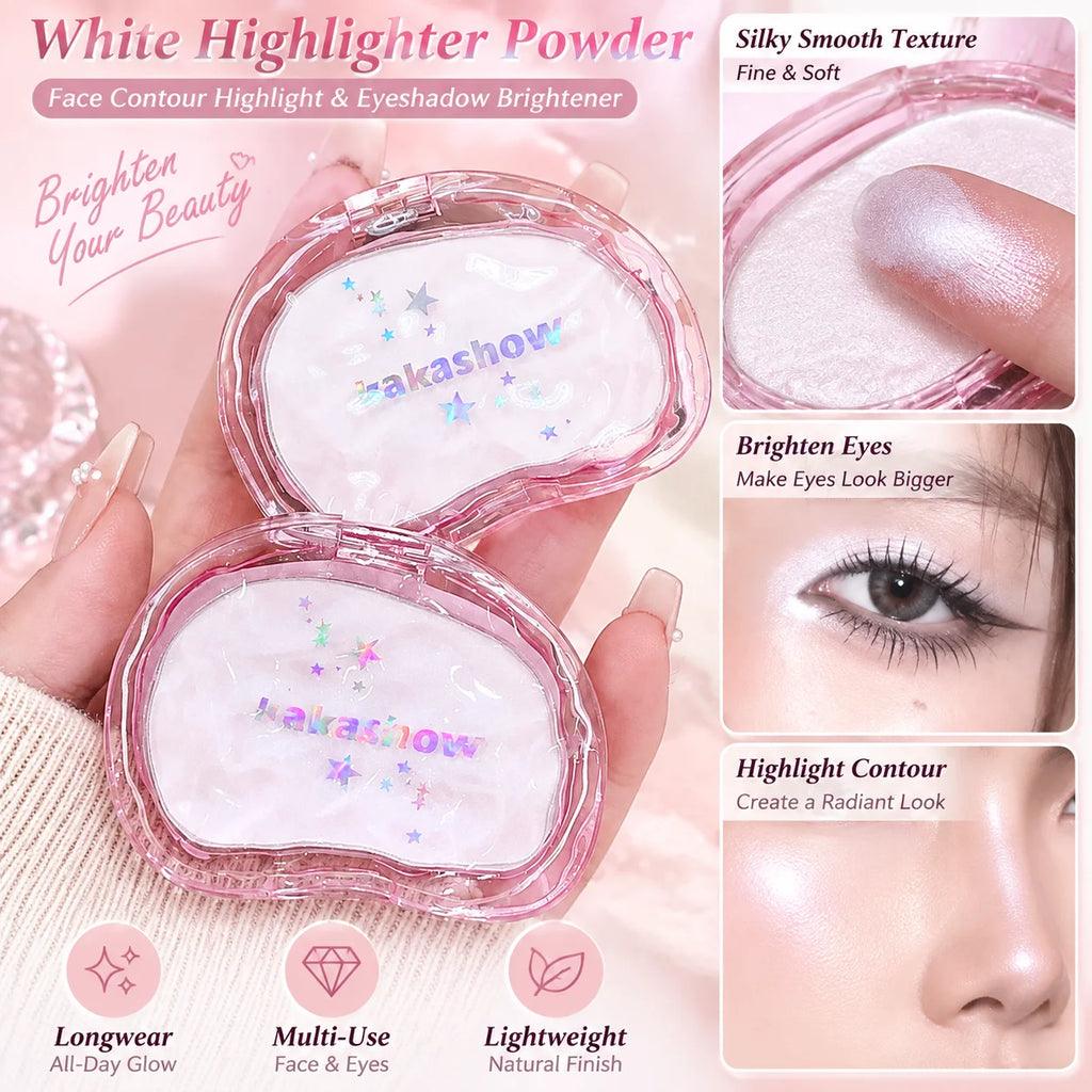 White Highlighter Powder, Face Contour Highlight & Eyeshadow Brightener, Longwear Brightening Highlighter Makeup - AliExpress 66