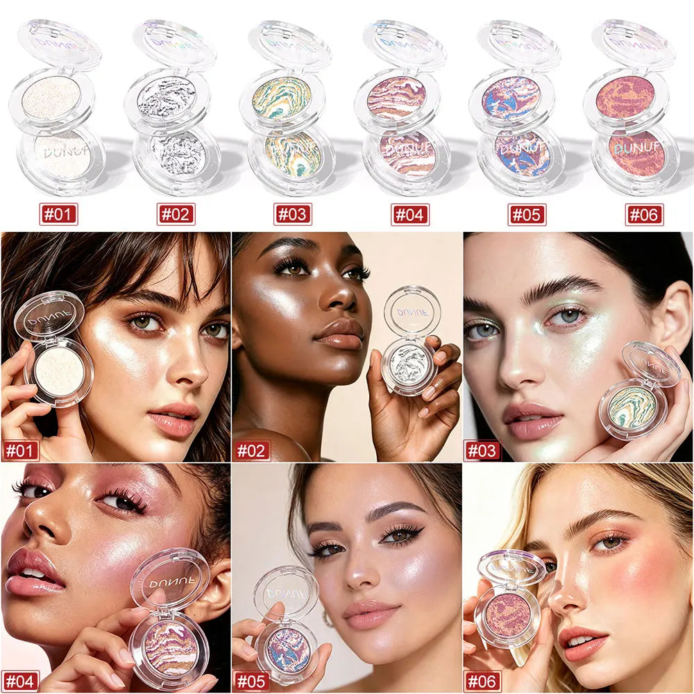 Marble Swirl Single Highlighter Shimmer Pearlescent Powder Multi?use Eyeshadow Blush Face Contour Brightening Cosmetics