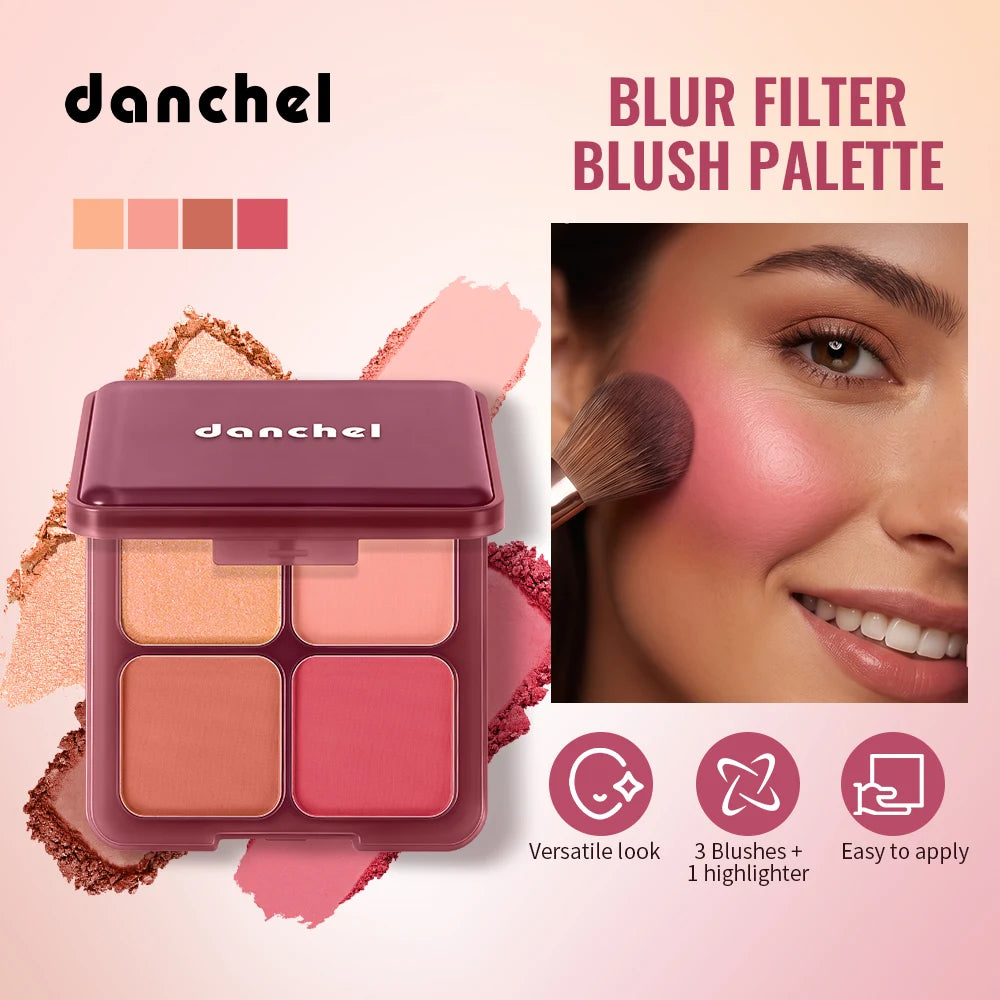 Blur Filter Blush Palette Creating 3D Contours Brighten Skin Soft-focus Filtered Matte Finish 3 Blushes 1 Highlighter Palette